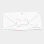 White Gold Dipped CZ MAMA Message Metal Bar Pendant Necklace