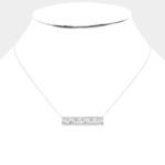 White Gold Dipped CZ MAMA Message Metal Bar Pendant Necklace - Image 2