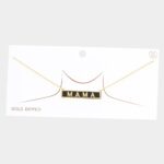 MAMA Gold Dipped Enamel Rectangle Message Pendant Necklace