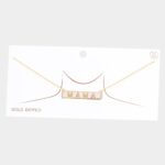 MAMA Gold Dipped Enamel Rectangle Message Pendant Necklace