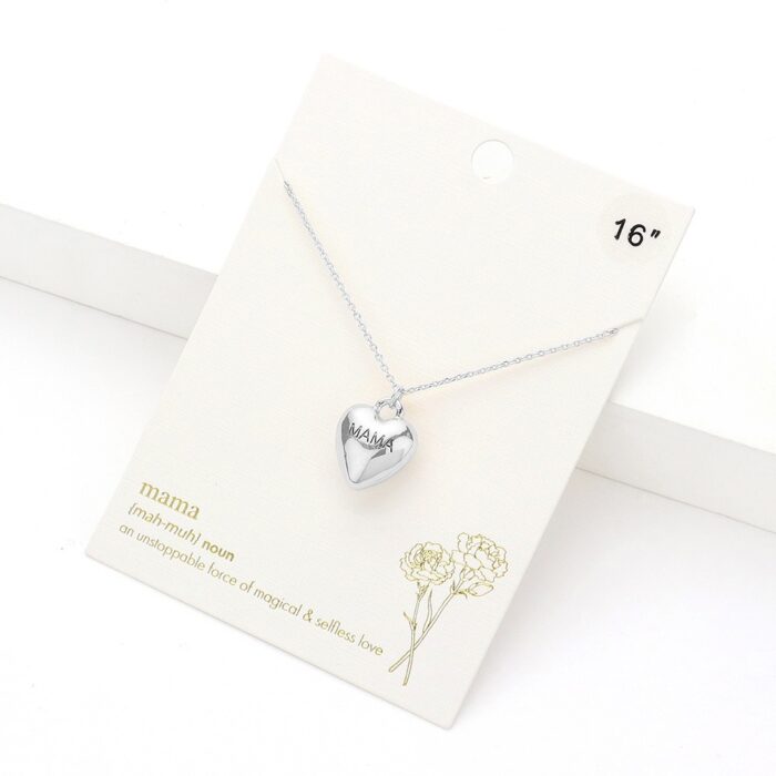Mama Message Metal Heart Pendant Necklace - Image 1