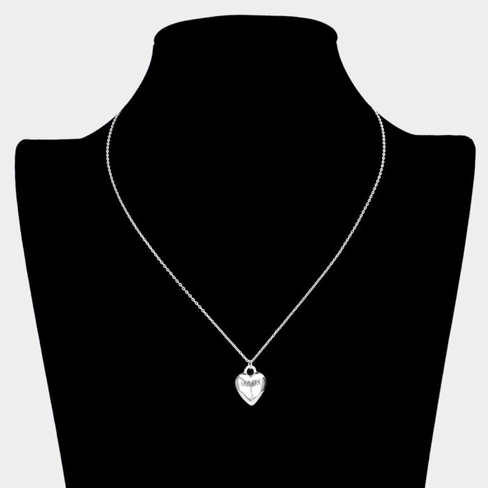 Mama Message Metal Heart Pendant Necklace - Image 2