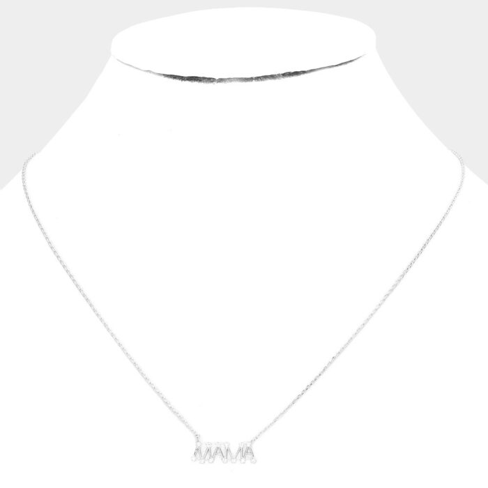 Secret Box _ Sterling Silver Dipped Cz Mama Message Pendant Necklace - Image 2