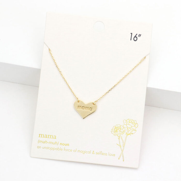 Mama Message Metal Heart Pendant Necklace - Image 1