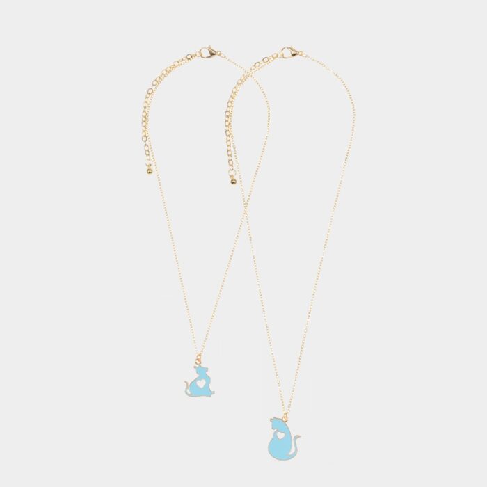 2Pcs - Enamel Cats Pendant Moms And Kids Set Necklaces - Image 2