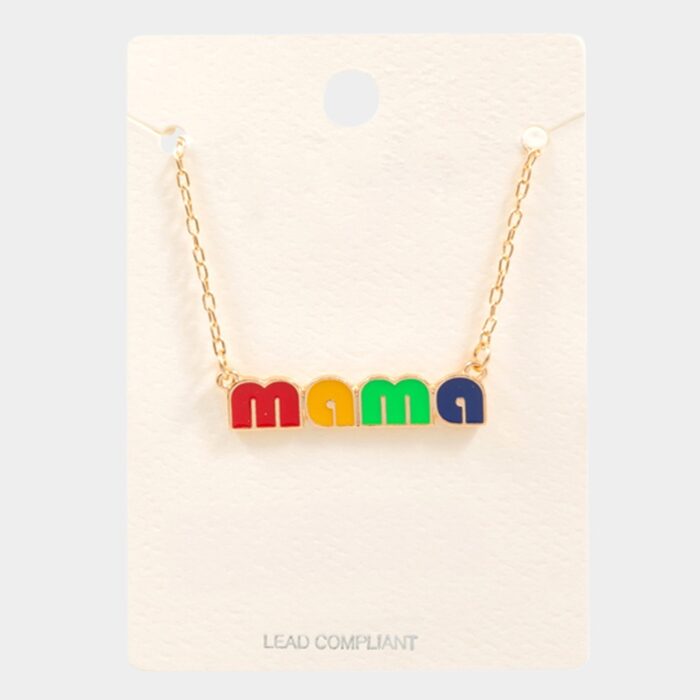 Mama Enamel Message Pendant Necklace - Image 1