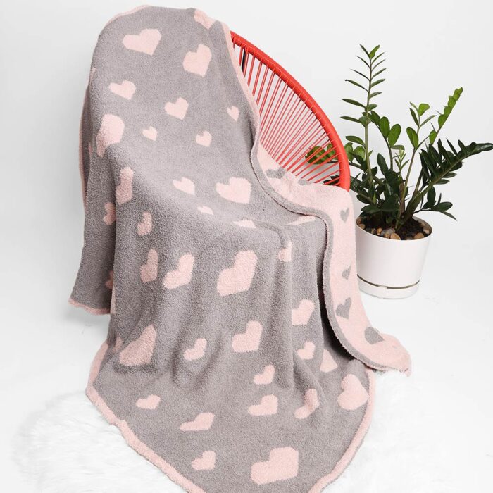 Heart Patterned Reversible Throw Blanket - Image 1
