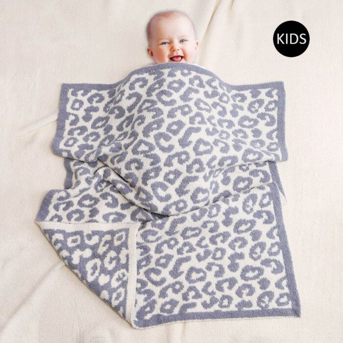 Leopard Patterned Reversible Kids Throw Blanket - Image 1