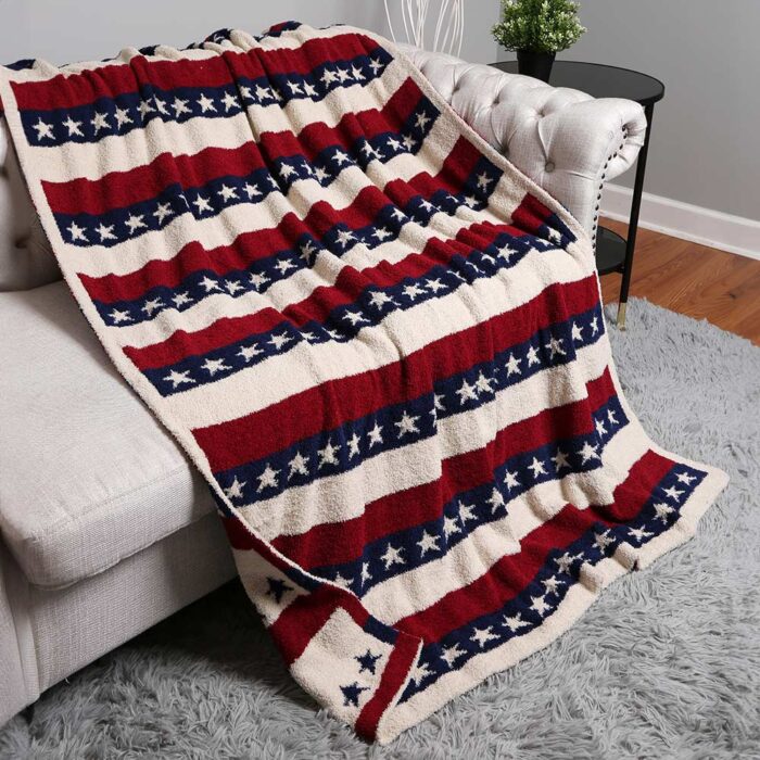American Usa Flag Reversible Throw Blanket - Image 1