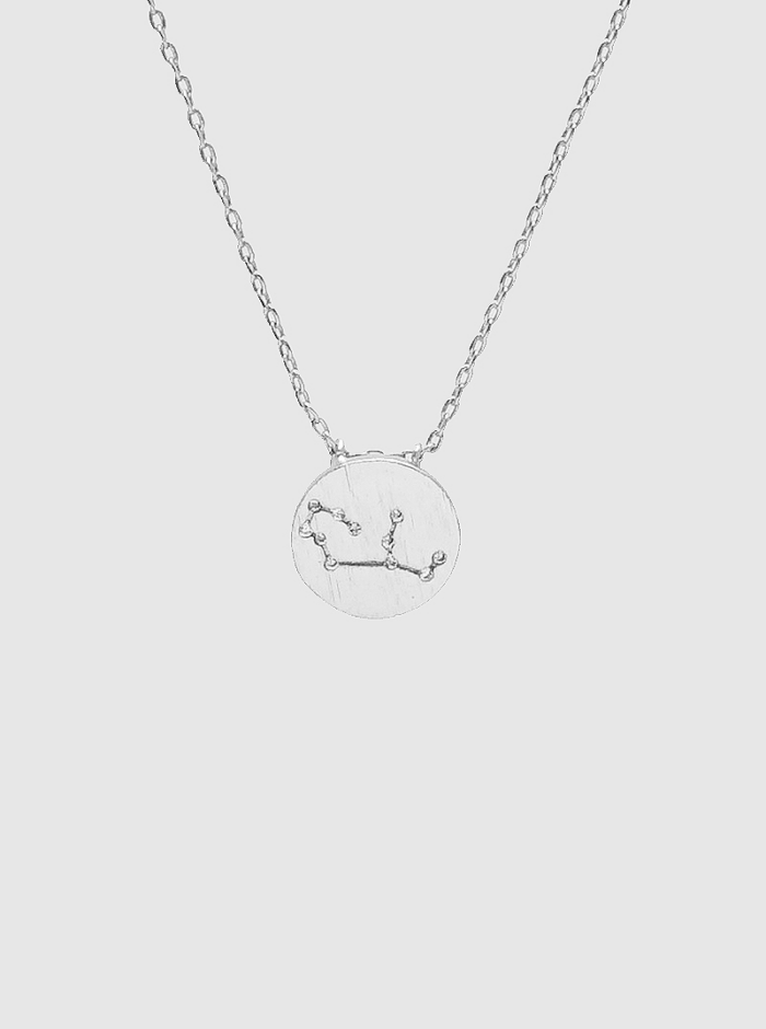 Zodiac Virgo Engraved Brushed Metal Pave Delicate Necklace - Image 2