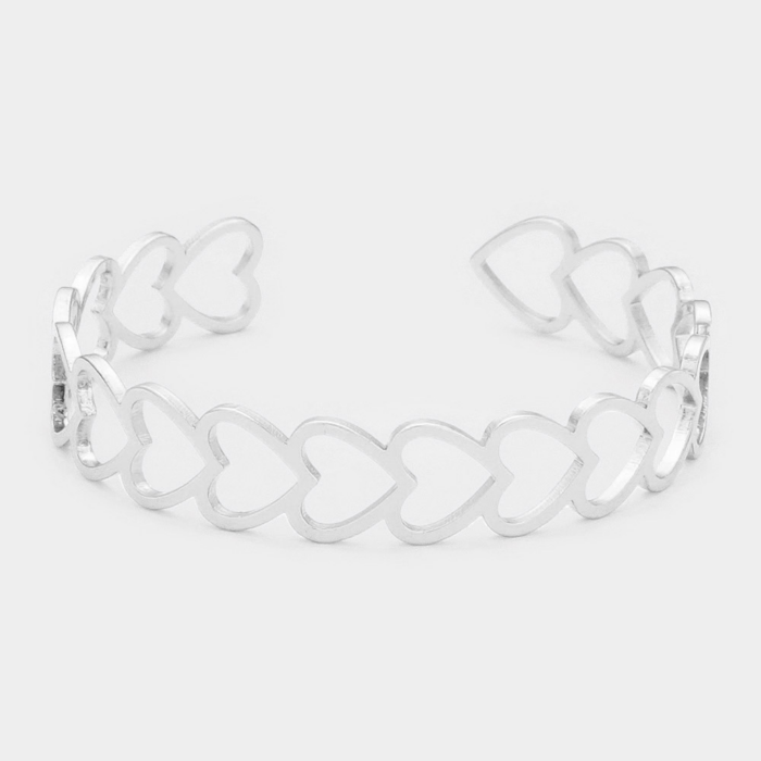 Heart Metal Cuff Bracelet - Image 1