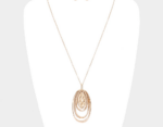 Hammered Metal Multi Open Circle Pendant Long Necklace