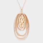 Hammered Metal Multi Open Circle Pendant Long Necklace - Image 2