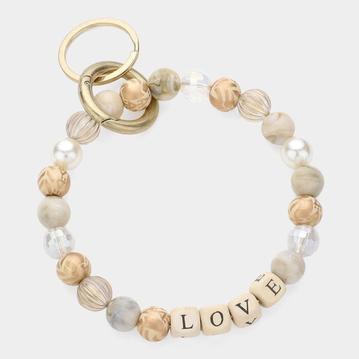 Love Message Accented Pearl Beaded Keychain / Bracelet - Image 1