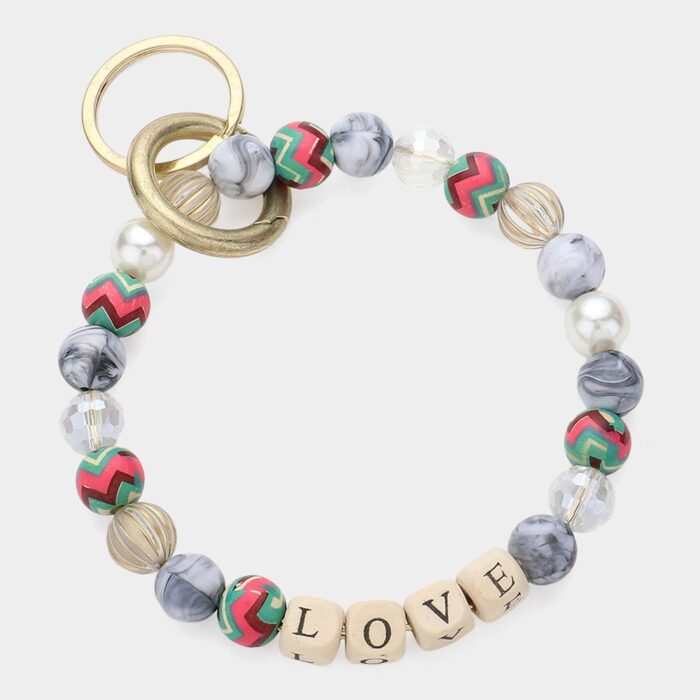 Love Message Accented Pearl Beaded Keychain / Bracelet - Image 1