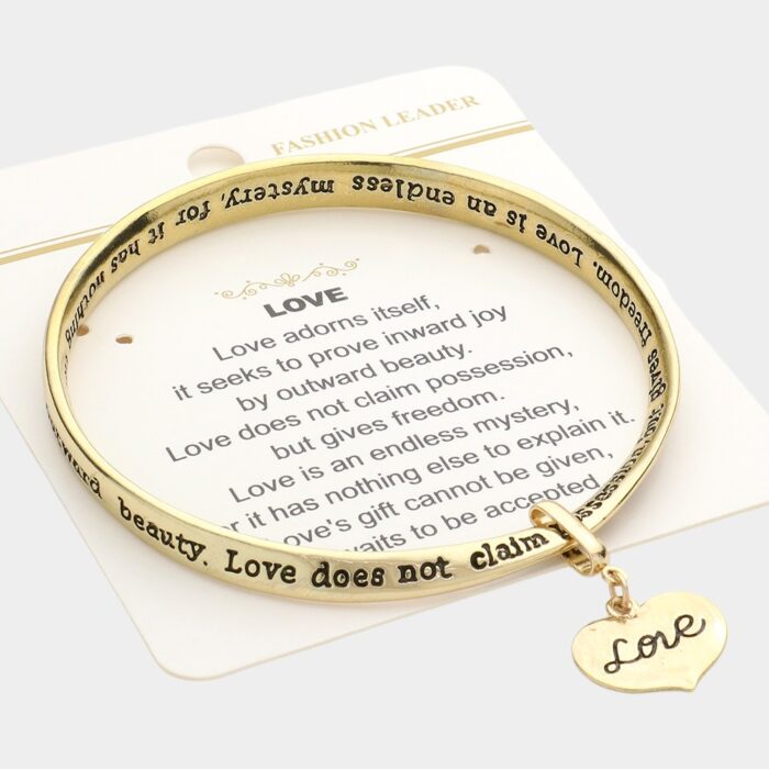 Love Heart Message Bangle Bracelet - Image 1
