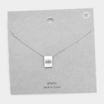 Evil Eye Accented Brass Metal Rectangle Pendant Necklace - Image 2