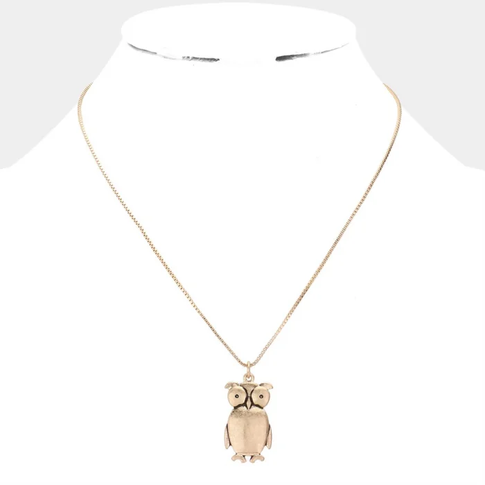 Owl Metal Pendant Necklace - Image 1