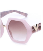 Hexagonal Oversized V Logo Sunglasses - Image 4