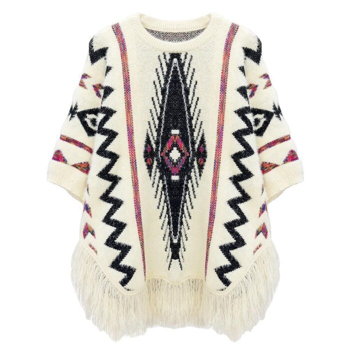 Fringed Aztec Poncho - Image 1
