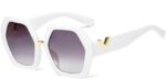 Hexagonal Oversized V Logo Sunglasses