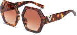 Hexagonal Oversized V Logo Sunglasses - Image 3