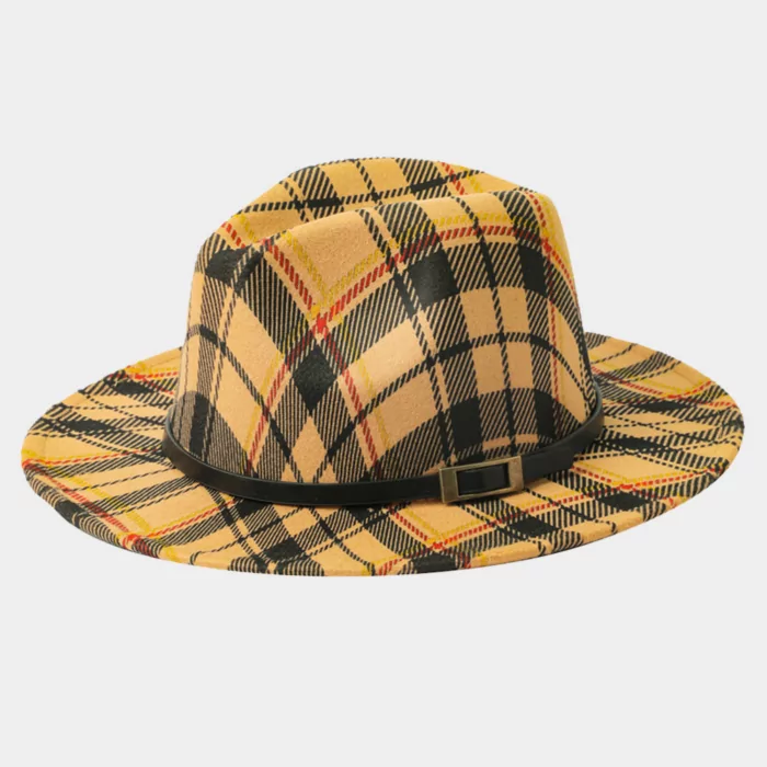 Panama Hat Plaid With Belt Band Accent - Image 1