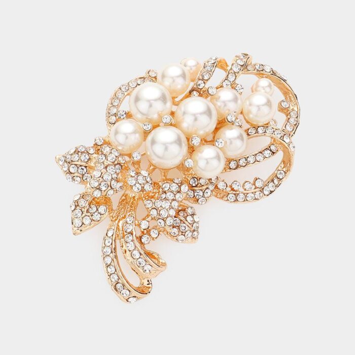 Pearl Embellished Bouquet Brooch - Image 1