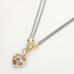 14K Gold Plated CZ Stone Embellished Heart Pendant Double Chain Toggle Necklace