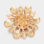 Floral Glass Stone Pin Brooch - Image 2