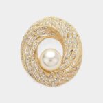 Pearl Stone Paved Open Swirl Brooch - Image 2