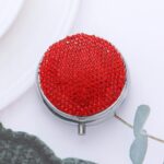 Bling Round Mirror Compact Pill Organizer Case