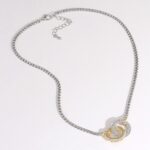 14K Gold Plated CZ Stone Double Circle Necklace - Image 2