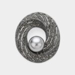 Pearl Stone Paved Open Swirl Brooch