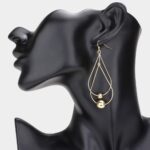 Metal Ball Accented Double Open Teardrop Link  Earrings - Image 2