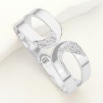 Stainless Steel Stone Paved Hinged Bracelet