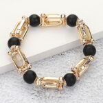 Semi Precious Stone Hardware Beaded Stretch Bracelet - Image 3