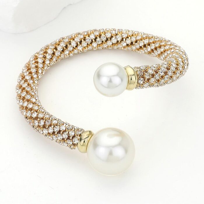Pearl Tip Rhinestone Embellished Bracelet - Image 2