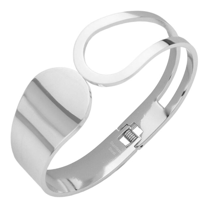 Stainless Steel Abstract Hinged Bracelet - Image 1