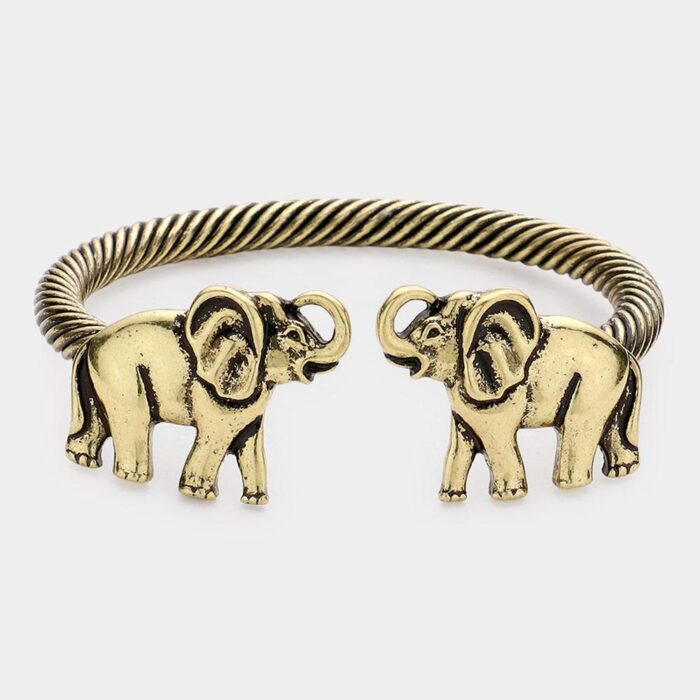 Elephant Twisted Metal Cuff Bracelet - Image 1