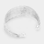 Multi Strand Textured Metal Cuff Bracelet - Image 2