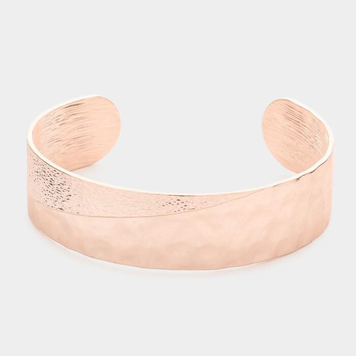 Textured Rose Gold Cuff Bracelet - Image 1