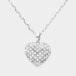 Stone Paved Heart Pendant Necklace - Image 2