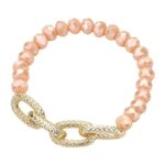 Metal Link Accented Faceted Beaded Stretch Bracelet