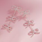 Hypoallergenic Titanium Post Textured Bow Link Dropdown Earrings - Image 2