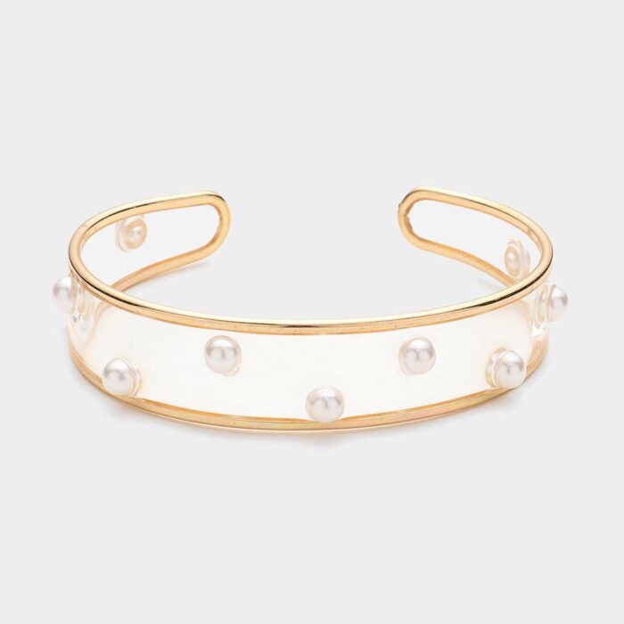 Pearl  Transparent Cuff Bracelet - Image 1