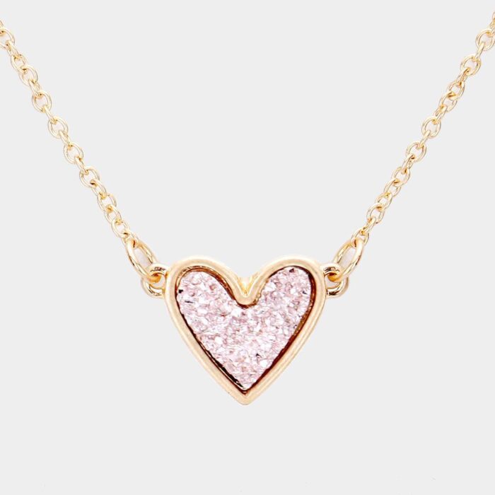 Druzy Heart Pendant Necklace - Image 1