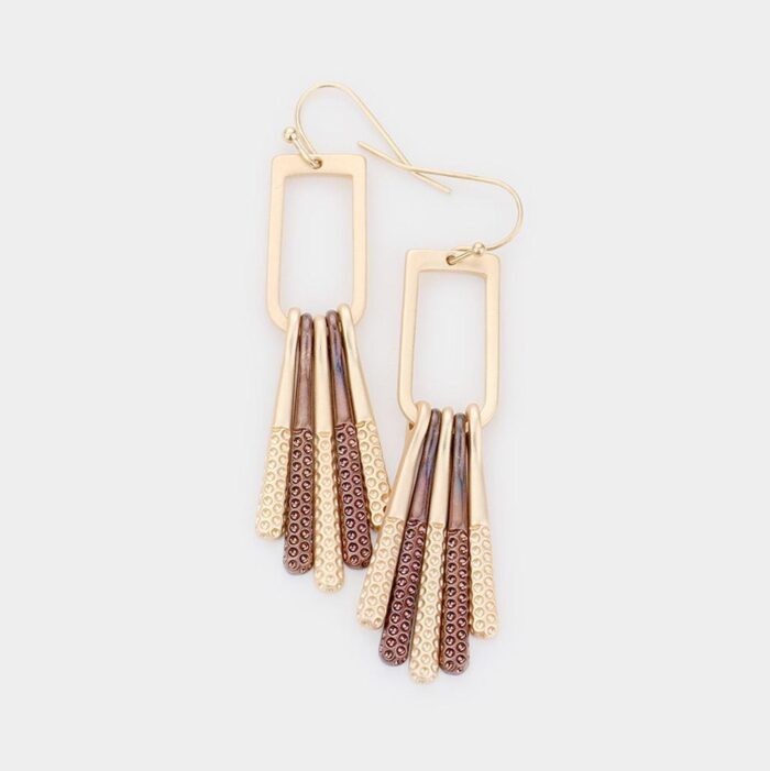 Burnished Copper &Amp;Amp; Gold Abstract Metal Earrings - Image 1