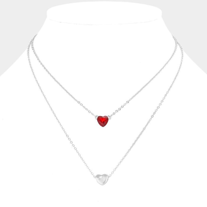 Layered Heart Pendant Necklace - Image 2
