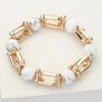 Semi Precious Stone Hardware Beaded Stretch Bracelet